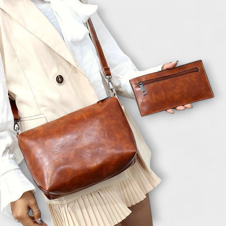 Faux leather wallet, part of a versatile 4-piece women's vintage handbag and accessory set