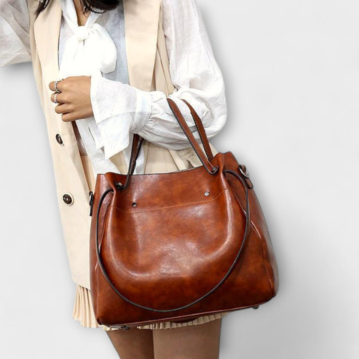 Multifunction women's handbag set in vintage style, featuring a large tote and shoulder bag