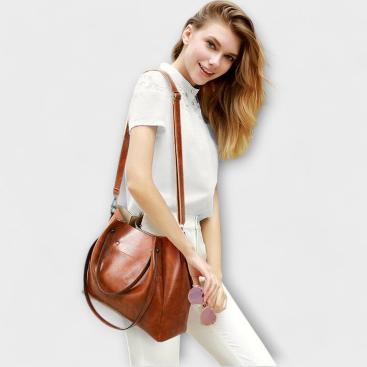 Four-piece vintage handbag set for women, crafted from durable faux leather for everyday use