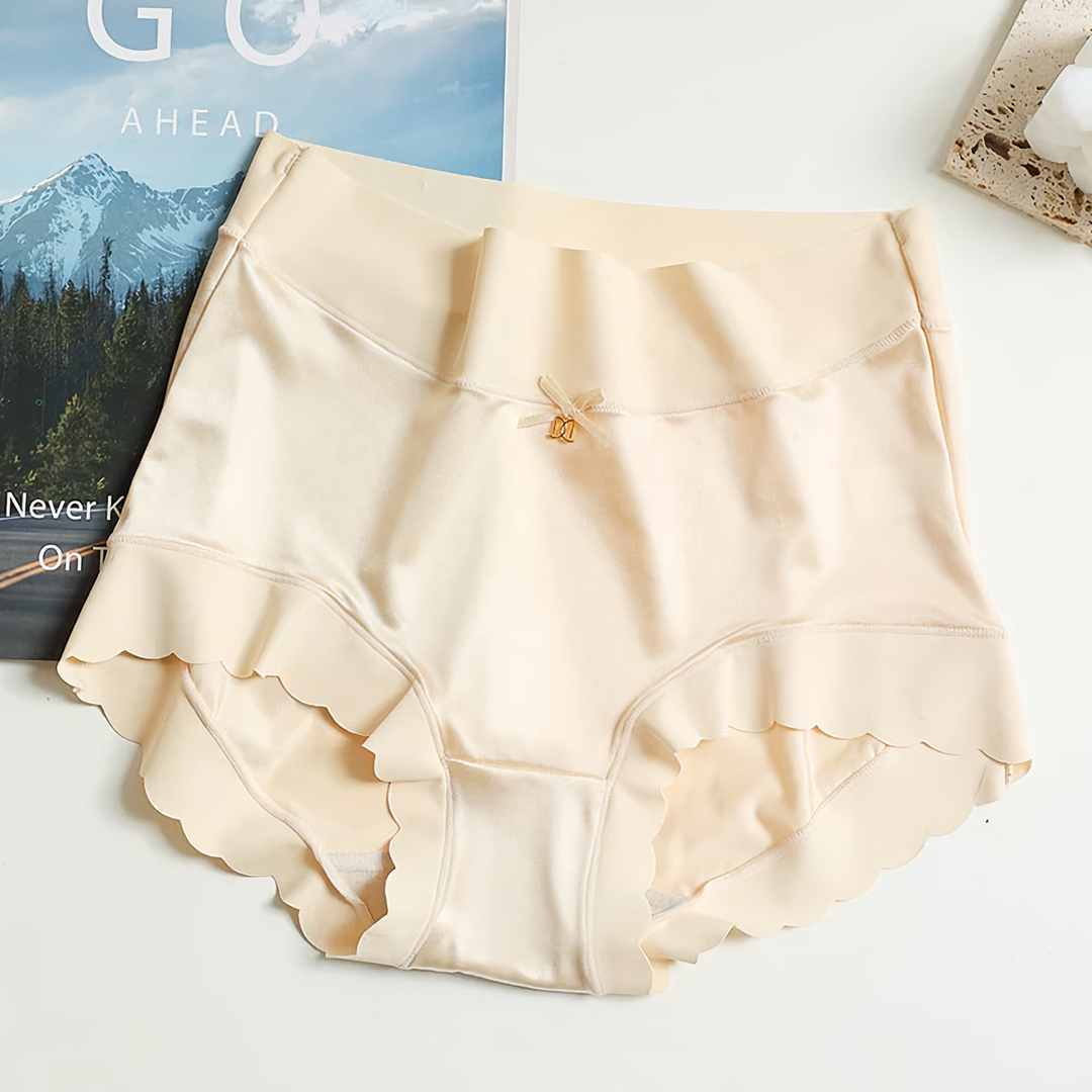 Soft silk satin seamless panties 5-pack, mid-rise design for invisible, luxurious comfort.