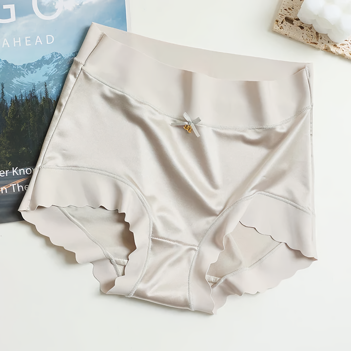 Multi-pack of 5 ladies' seamless silk satin underwear, offering soft comfort and a smooth fit.