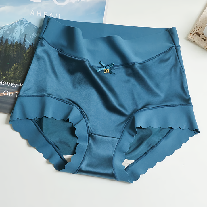 Seamless mid-rise silk satin briefs in a 5-pack, providing soft comfort and a sleek look.