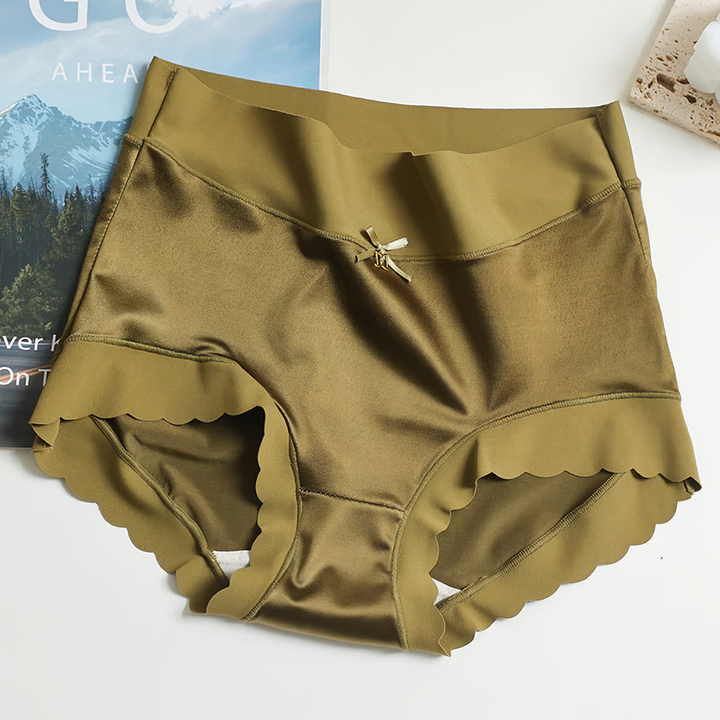 Women's 5-pack of silk satin seamless panties, ideal for everyday luxury and invisible comfort.