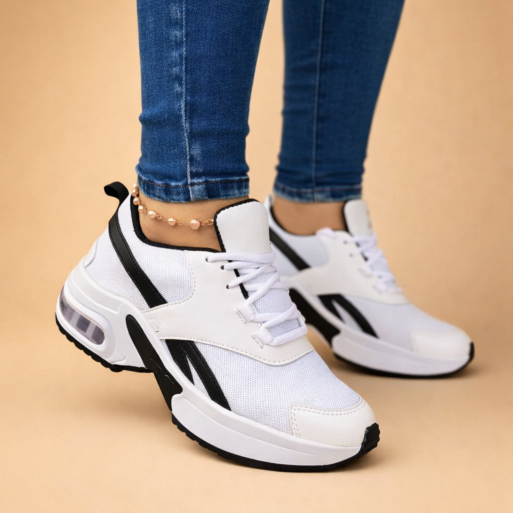 Women's air cushion comfort sneakers for active lifestyles. Lightweight, breathable, perfect for walking or everyday wear.