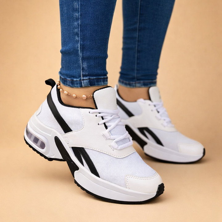Women's air cushion comfort sneakers for active lifestyles. Lightweight, breathable, perfect for walking or everyday wear.