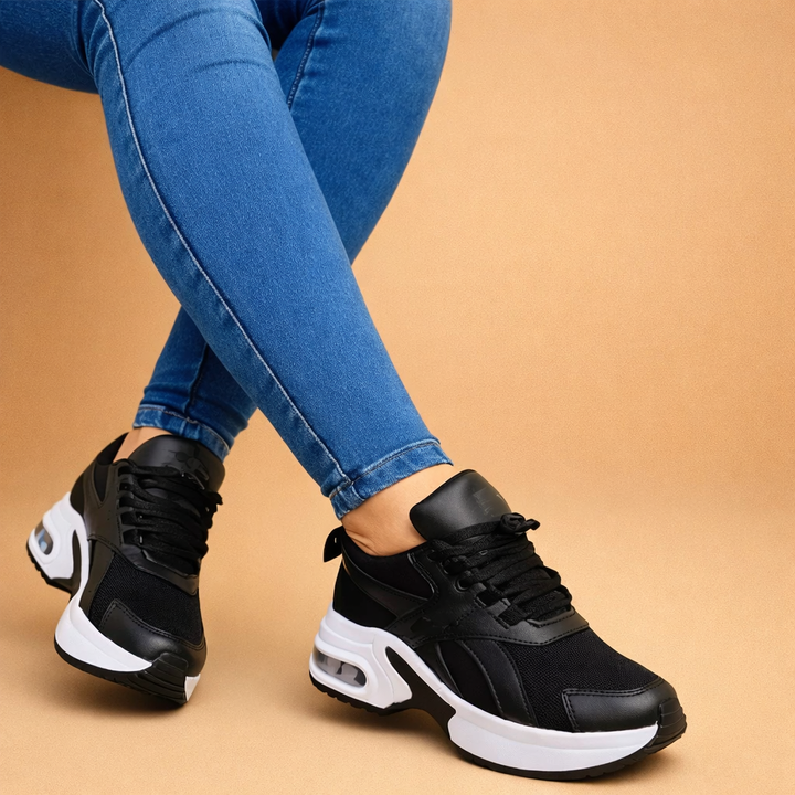 Breathable women's everyday sneakers with air cushion technology. Lightweight comfort for walking, jogging, and casual style.