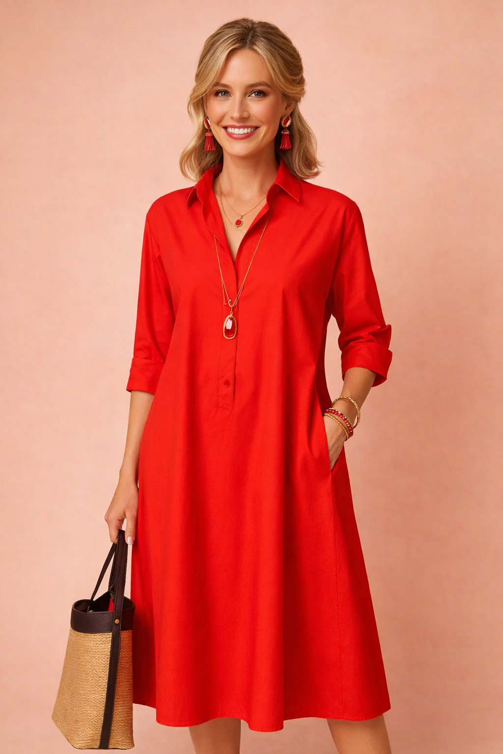 Women's Amara Effortless Longline Shirt Dress, casual chic, versatile for summer/spring everyday wear, loose fit.