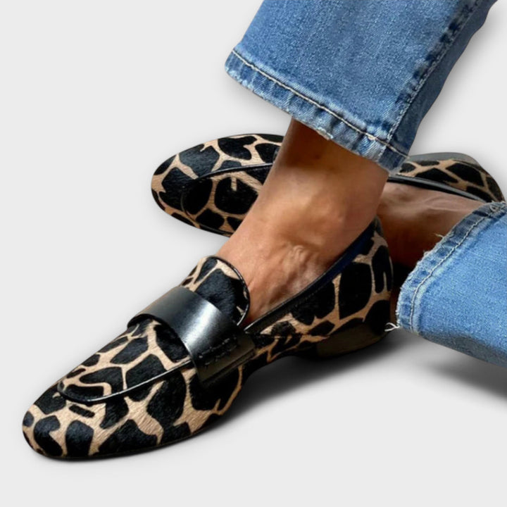 Women's animal print loafers with sharp style, slip-on design for comfortable everyday fashion