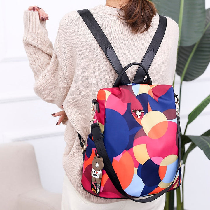 Women's anti-theft backpack, water-resistant PU leather, multiple pockets for daily use & travel.