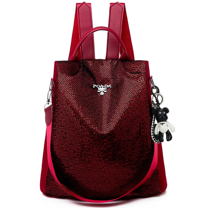 Fashionable women's shoulder bag, anti-theft with hidden zippers. Water-resistant Oxford fabric commuter daypack.