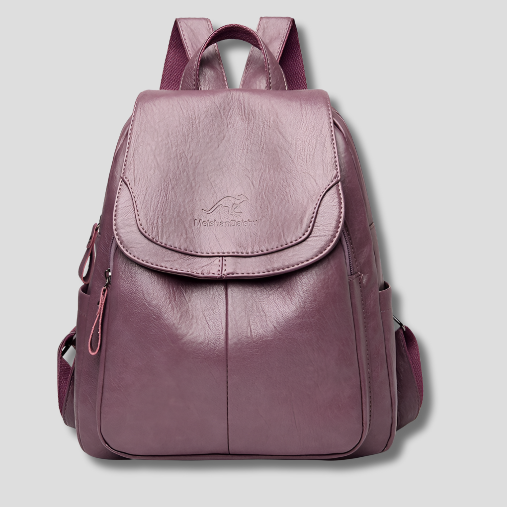 Durable anti-theft women's backpack, embossed leather, designed for secure and stylish carrying.