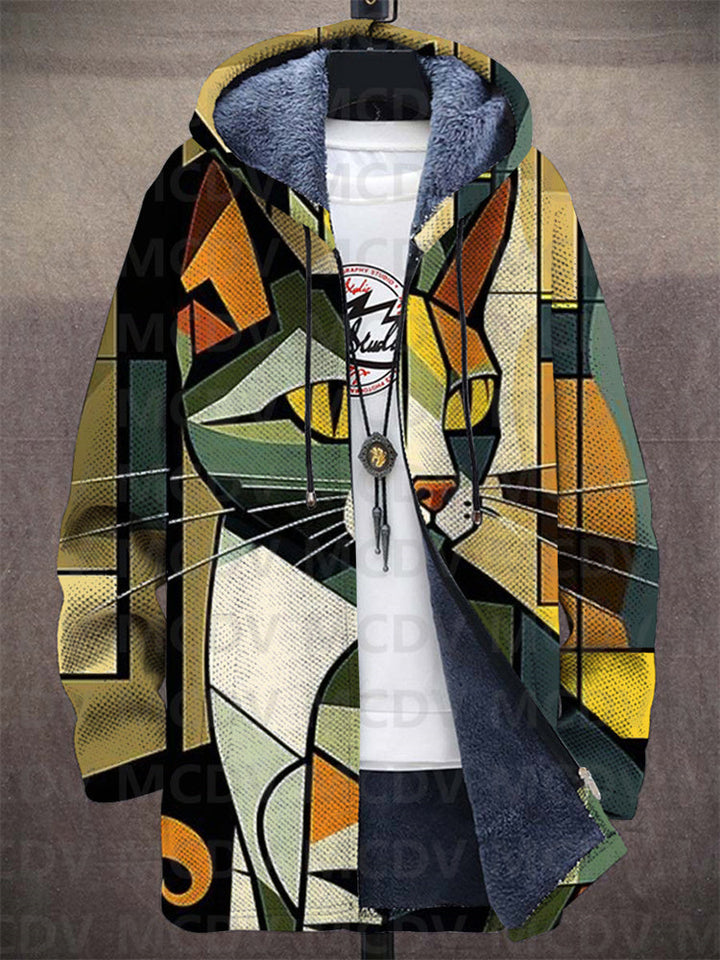 Stylish women's knit cardigan featuring an artistic pattern, perfect for a casual look.