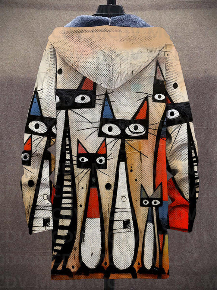 Art-inspired womens cardigan, a cozy knit top with artistic pattern for casual wear.