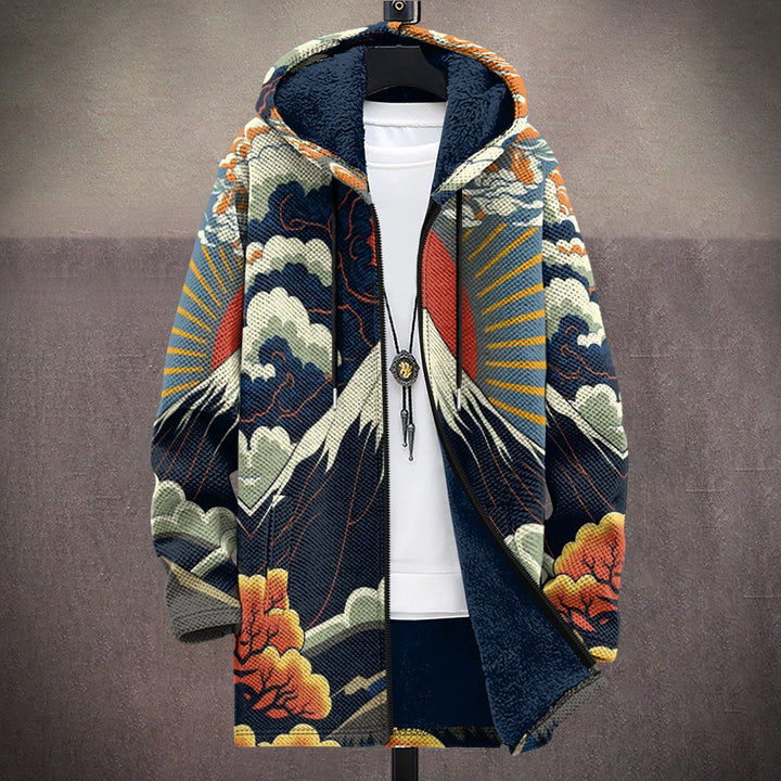 Women's artistic knit cardigan with a bohemian pattern, perfect for cozy winter wear