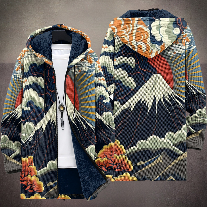 Bohemian style women's knit cardigan featuring an art-inspired design, ideal for layering