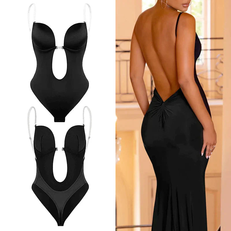 Figure-enhancing backless body shaper for women. Provides invisible tummy control & a smooth, sculpted silhouette.
