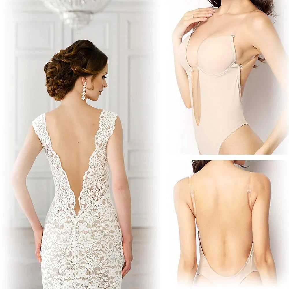 Low back women's bodysuit bra, engineered for invisible support and a seamless silhouette under any attire.