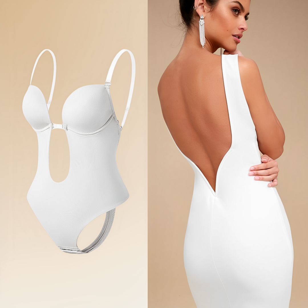 Seamless backless bodysuit bra for women, ensuring discreet comfort & invisible support all day.