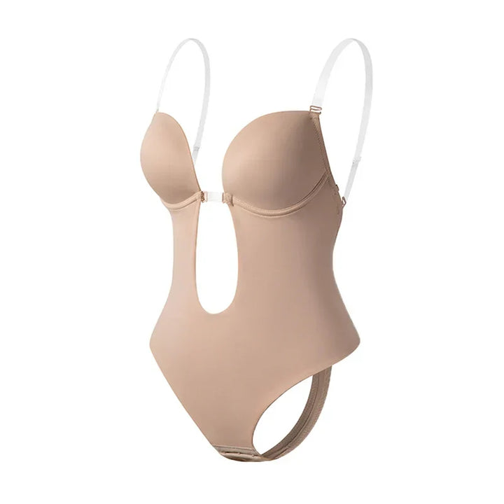 Backless bodysuit bra for women, a discreet fashion solution for invisible low-back support.