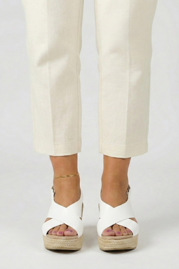 Pink wedge crossover slingback sandals for women, featuring a trendy open toe design