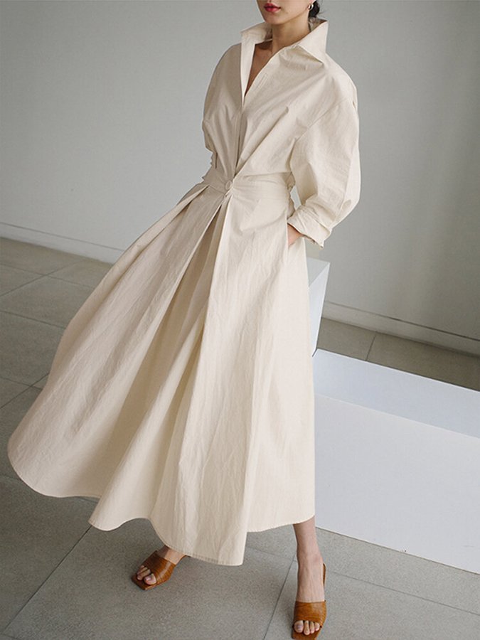 Women's belted shirt dress with pockets, shirtdress style, perfect for casual elegant summer wear