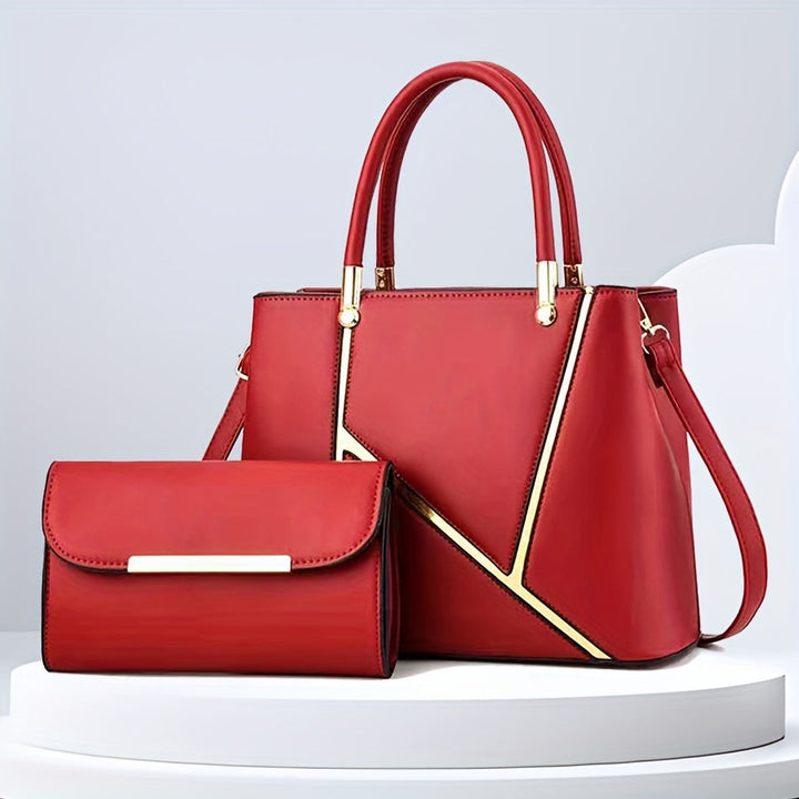 Women's stylish khaki handbag set, with a large tote and a convenient crossbody purse.