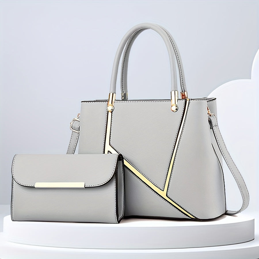 Khaki women's versatile handbag set: a spacious tote and chic crossbody purse for fashion.