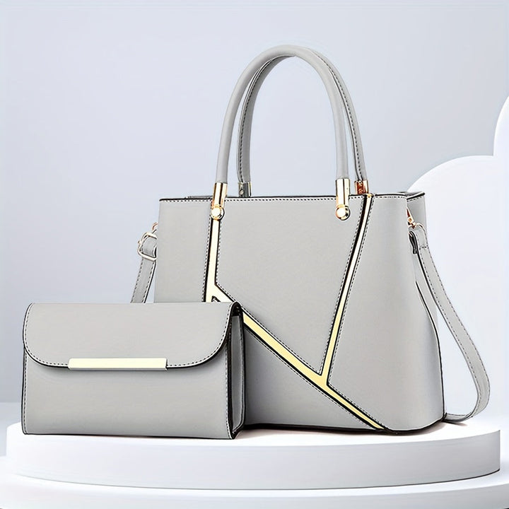 Khaki women's versatile handbag set: a spacious tote and chic crossbody purse for fashion.