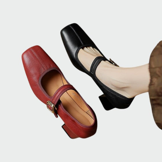 Women's fashion shoes: Block heel Mary Janes with an antique-style buckle for a vintage touch