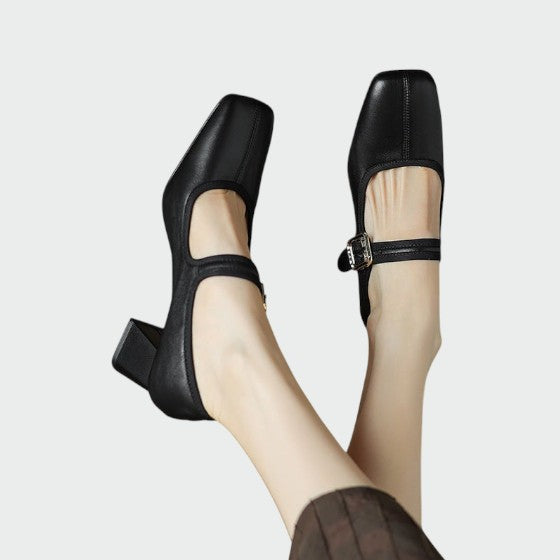Fashionable women's block heel Mary Janes, versatile buckle shoes for various outfits