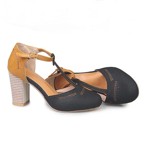 Versatile black Mary Jane shoes with chunky heel for women, elegant footwear