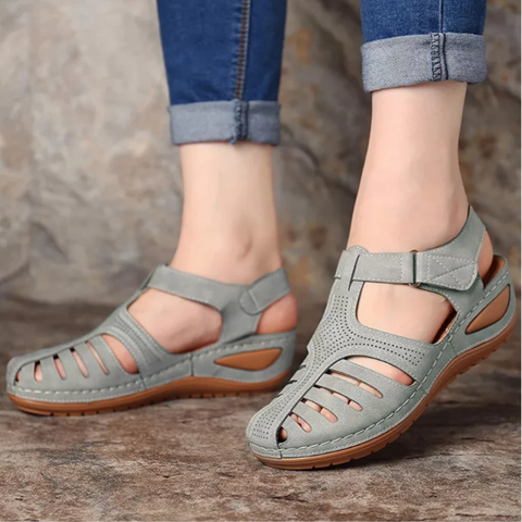 Women's pink cutout walking sandals, elegant spring footwear, comfortable and casual flat style