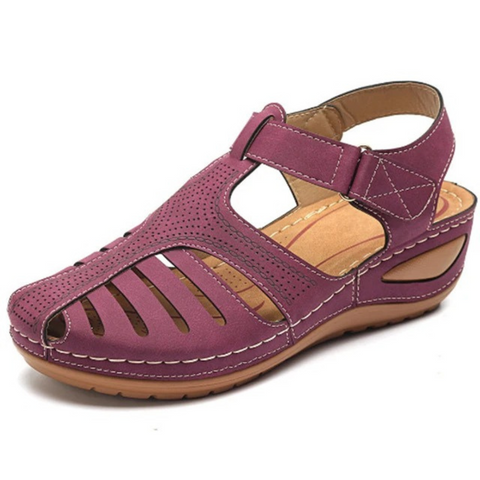 Women's red cutout spring walking sandals, vibrant and comfortable for casual summer wear