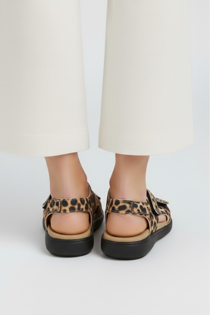 Pair of women's multi-strap heeled sandals, comfortable and chic summer footwear