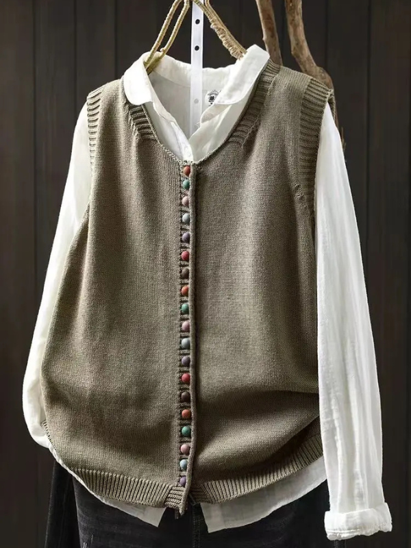 Elegant women's beige open front cardigan, casual knitwear pullover for all seasons