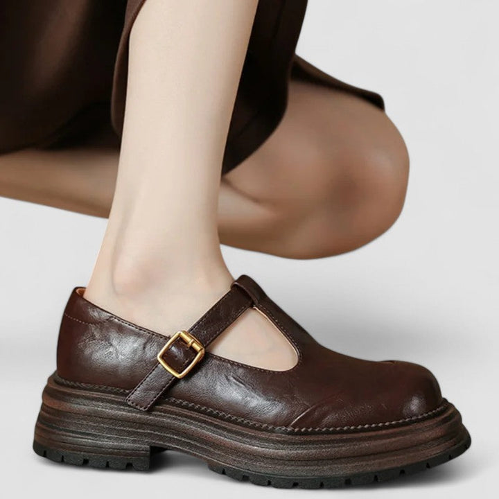 Stylish women's grey orthopedic Mary Jane winter shoes with adjustable strap, flat design for everyday wear