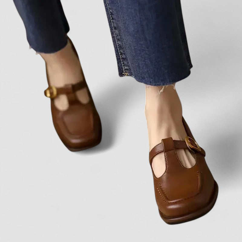 Comfortable women's T-strap Mary Jane flats for orthopedic support, great for spring summer