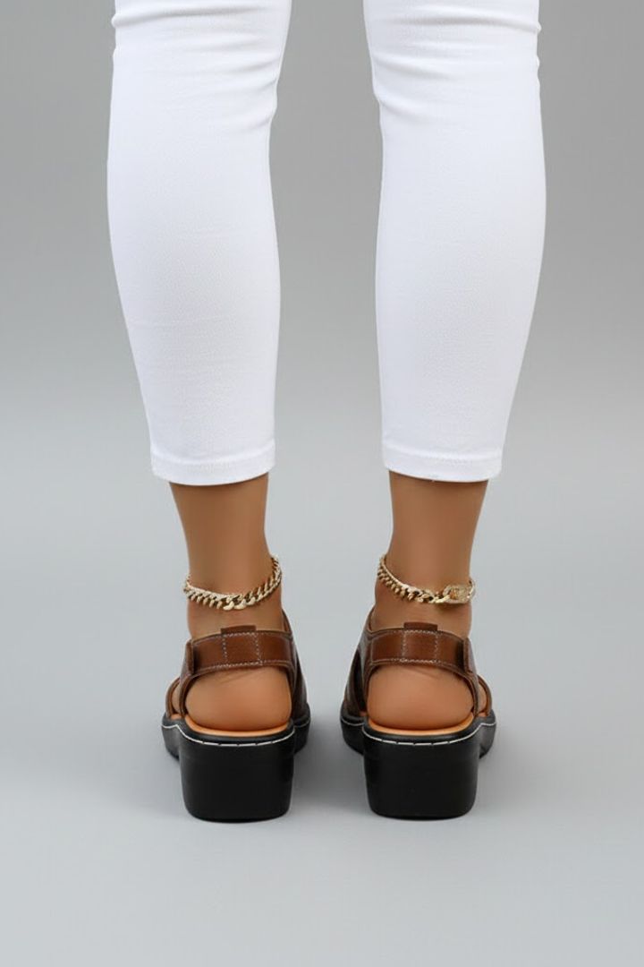 Women's summer platform footwear with open toe and elegant cutout accents