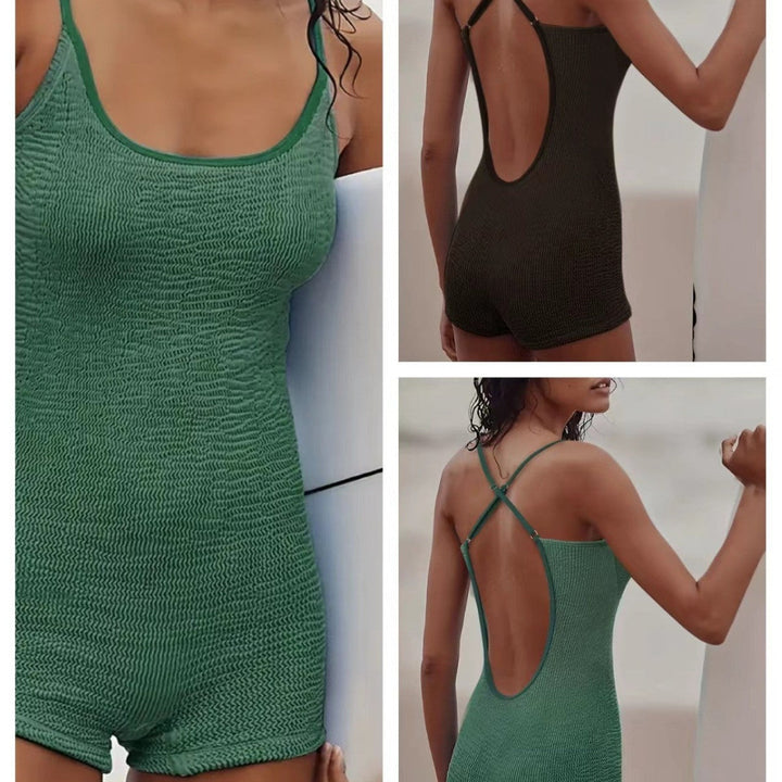 Women's black sporty one-piece swimsuit, comfortable & stylish for athletic swimming, beach, & pool.