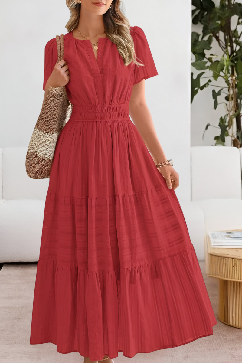 Women's flowy midi summer dress, Boho Breeze style, with delicate straps, excellent for vacation.