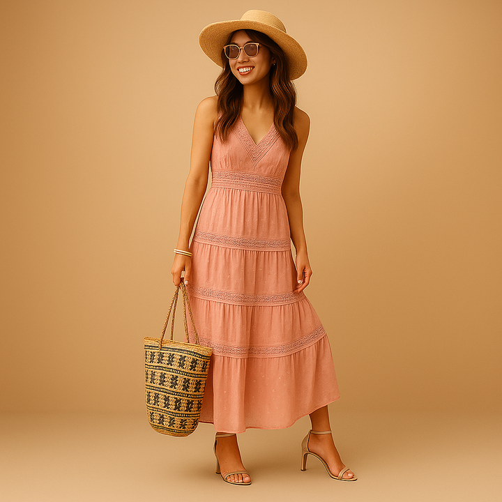 Lightweight women's summer dress in a boho style, perfect as a casual beach festival outfit.