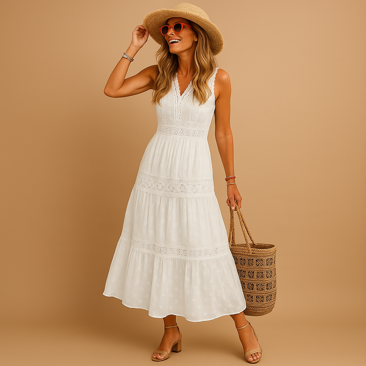 Flowy boho summer dress for women, lightweight & comfortable, ideal for beach trips & festivals.