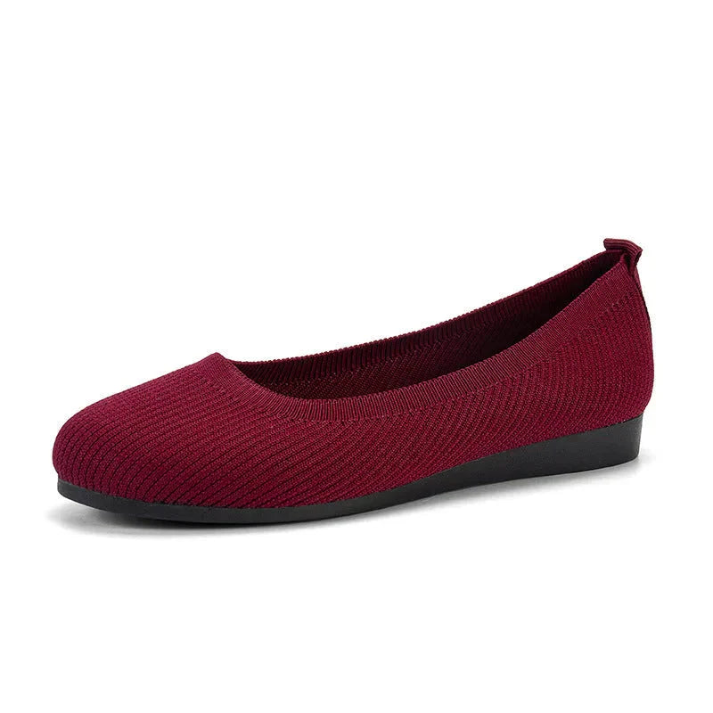 Women's breathable mesh ballerina shoes for summer, comfortable slip-on flats