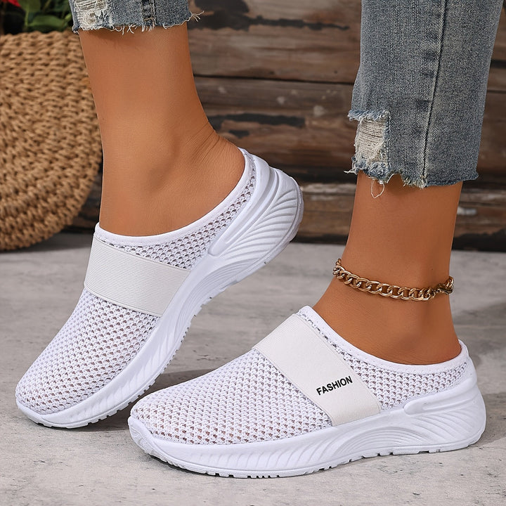 Comfortable & breathable women's mesh slip-on sneakers for summer travel.