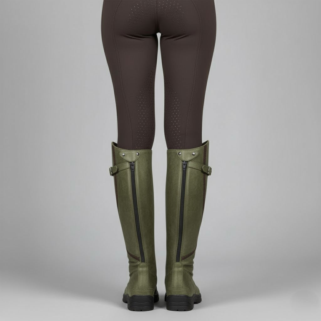 Hard-wearing women's orthopedic leather boots, designed for comfort during long rides or hikes