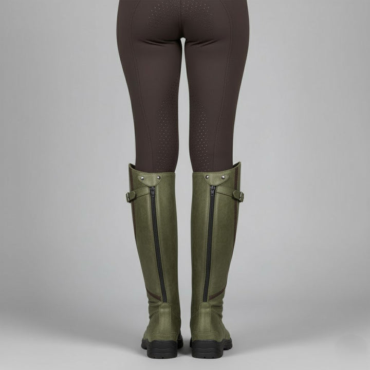 Hard-wearing women's orthopedic leather boots, designed for comfort during long rides or hikes