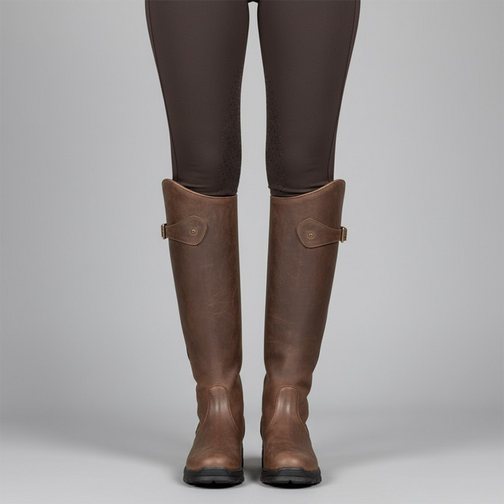 Stylish women's orthopedic riding boots in premium leather, designed for comfort and support