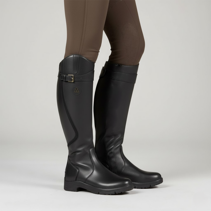 Pair of women's orthopedic leather riding boots, ideal for outdoor activities & everyday fashion