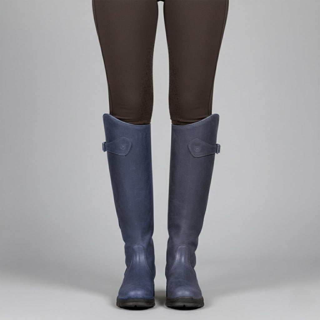 Front view of women's orthopedic leather outdoor boots, combining style with rugged durability