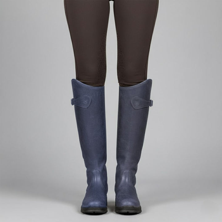 Front view of women's orthopedic leather outdoor boots, combining style with rugged durability